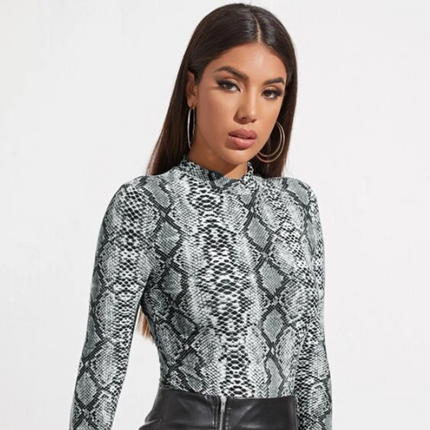 UNICORN Women's bodysuit black brown snakeskin xs s m l xl