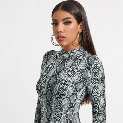 UNICORN Women's bodysuit black brown snakeskin xs s m l xl