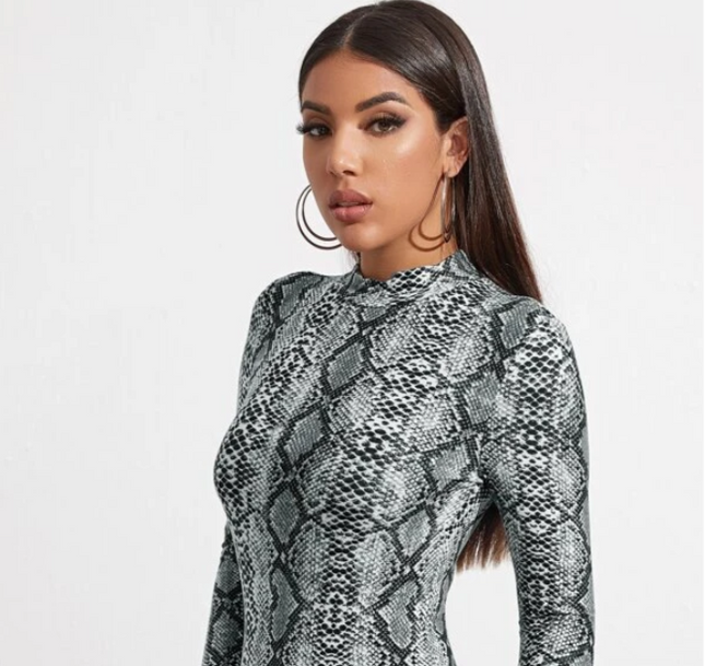 UNICORN Women's bodysuit black brown snakeskin xs s m l xl