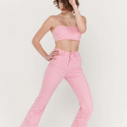 UNICORN Women's long trousers pink with hearts xs s m l xl xxl