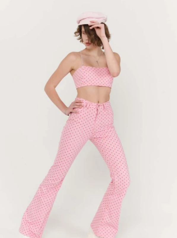 UNICORN Women's long trousers pink with hearts xs s m l xl xxl
