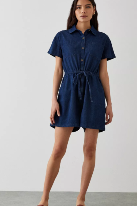 Women's denim jumpsuit blue s m l xl xxl xxxl