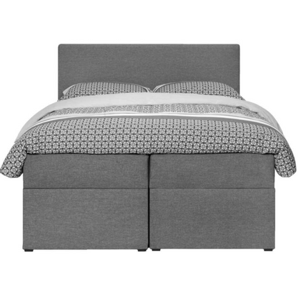 UNICORN Boxspring double bed with storage space, gray, 160x200 cm