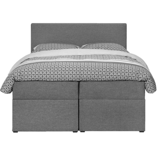 UNICORN Boxspring double bed with storage space, gray, 160x200 cm