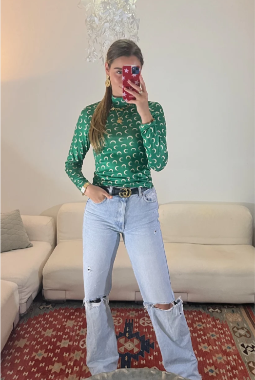 UNICORN Women's shirt moon print black green xs s m l