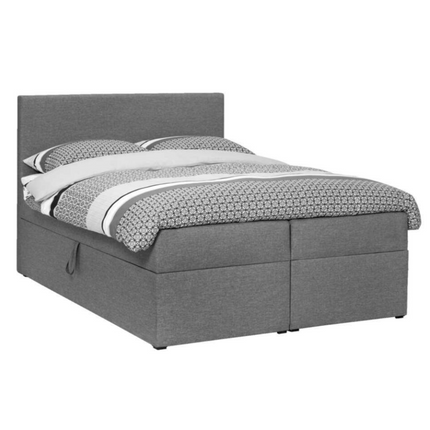 UNICORN Boxspring double bed with storage space, gray, 160x200 cm