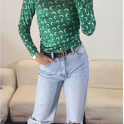 UNICORN Women's shirt moon print black green xs s m l