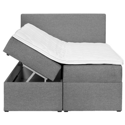 UNICORN Boxspring double bed with storage space, gray, 160x200 cm