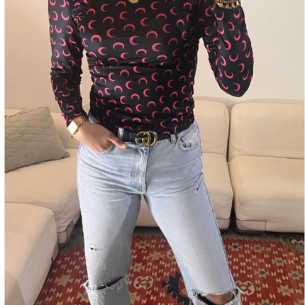 UNICORN Women's shirt moon print black green xs s m l