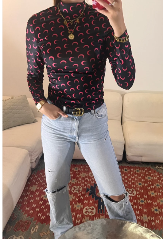 UNICORN Women's shirt moon print black green xs s m l