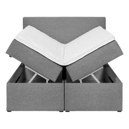 UNICORN Boxspring double bed with storage space, gray, 160x200 cm