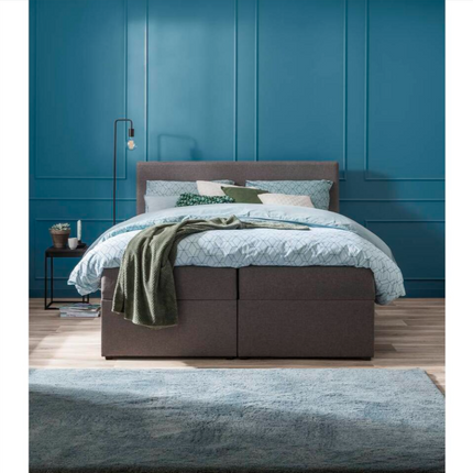 UNICORN Boxspring double bed with storage space, gray, 160x200 cm