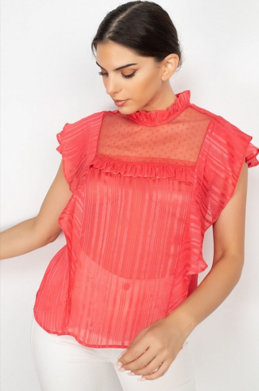UNICORN Women's sheer top pink yellow blue s m l