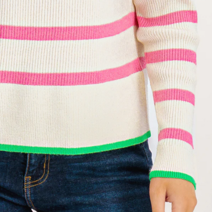 UNICORN Women's sweater white pink beige striped xs s m l xl