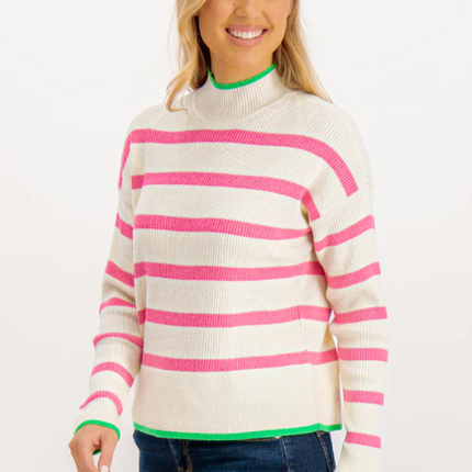 UNICORN Women's sweater white pink beige striped xs s m l xl