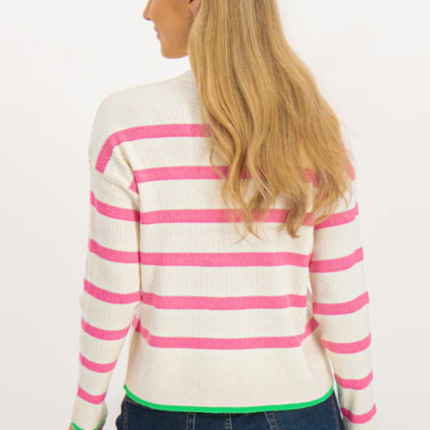 UNICORN Women's sweater white pink beige striped xs s m l xl