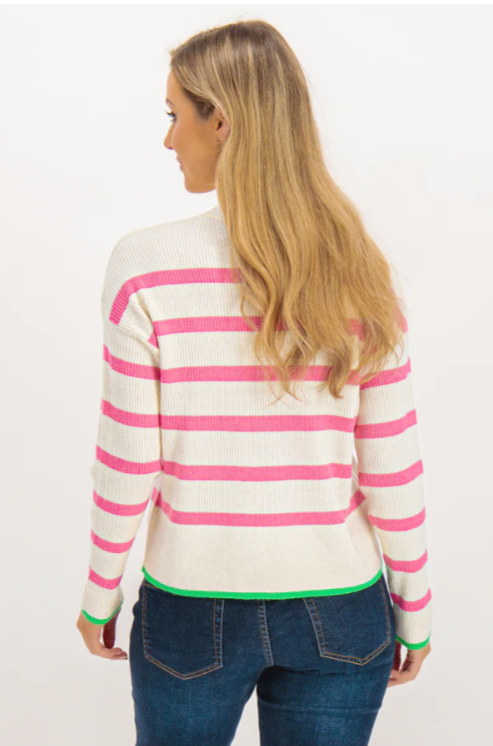 UNICORN Women's sweater white pink beige striped xs s m l xl