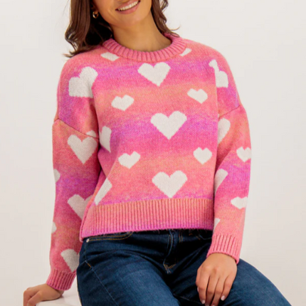 UNICORN Women's sweater pink heart motif xs s m l xl