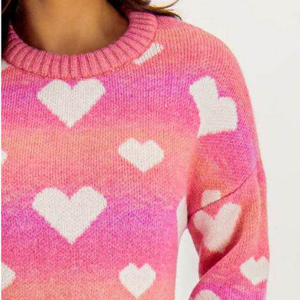 UNICORN Women's sweater pink heart motif xs s m l xl