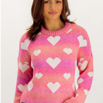 UNICORN Women's sweater pink heart motif xs s m l xl