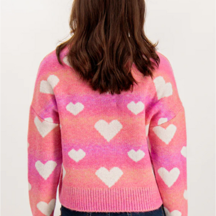 UNICORN Women's sweater pink heart motif xs s m l xl