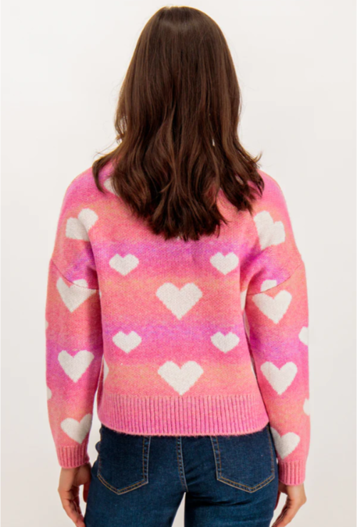 UNICORN Women's sweater pink heart motif xs s m l xl