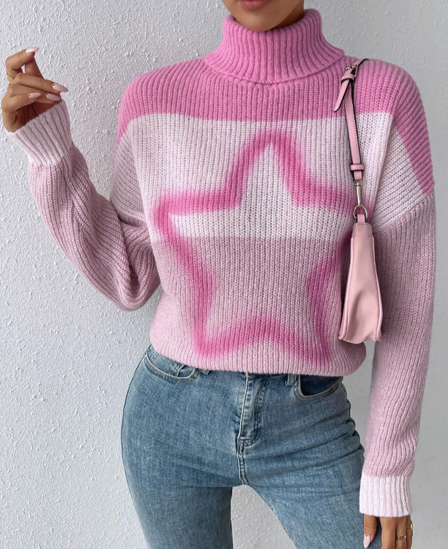 UNICORN Women's sweater star print pink s m l