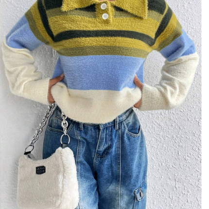 UNICORN Women's sweater green blue cream white s m l
