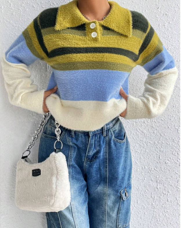 UNICORN Women's sweater green blue cream white s m l
