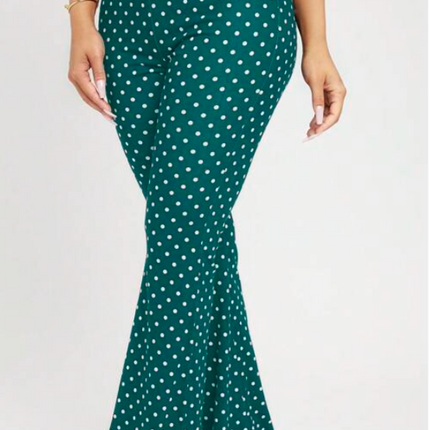 Dames broek stippen print zwart groen donkerblauw  xs s m l xl