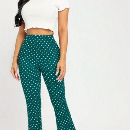 Dames broek stippen print zwart groen donkerblauw  xs s m l xl