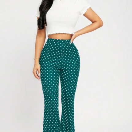 Dames broek stippen print zwart groen donkerblauw  xs s m l xl