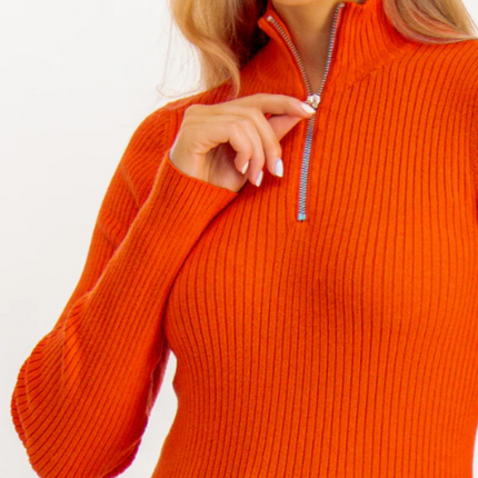 UNICORN Women's sweater orange knitted skipper's neck xs s m l xl