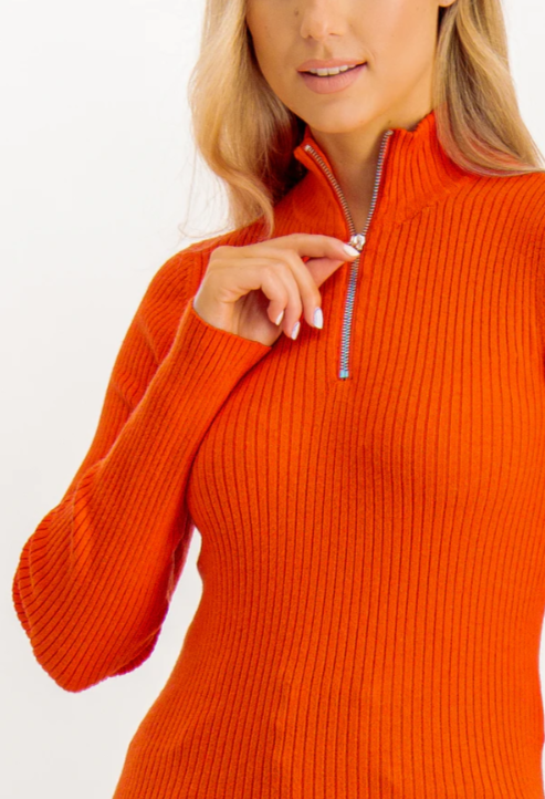UNICORN Women's sweater orange knitted skipper's neck xs s m l xl
