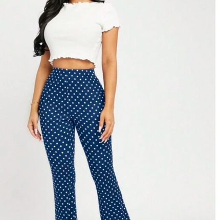 Dames broek stippen print zwart groen donkerblauw  xs s m l xl