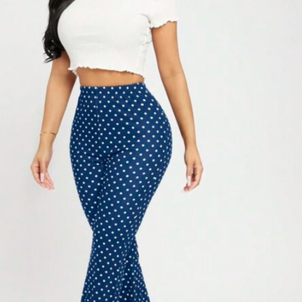 Dames broek stippen print zwart groen donkerblauw  xs s m l xl