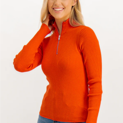 UNICORN Women's sweater orange knitted skipper's neck xs s m l xl