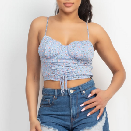 UNICORN Women's cropped top with butterflies white yellow blue s m l