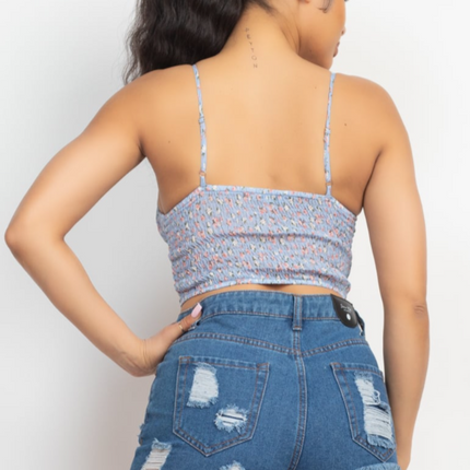 UNICORN Women's cropped top with butterflies white yellow blue s m l