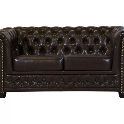 UNICORN Two-seater sofa Chesterfield style leather brown black dark brown Anthracite Width 148 cm Depth 86 cm Height 72 cm Seat height 45 cm