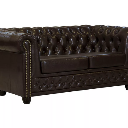 UNICORN Two-seater sofa Chesterfield style leather brown black dark brown Anthracite Width 148 cm Depth 86 cm Height 72 cm Seat height 45 cm