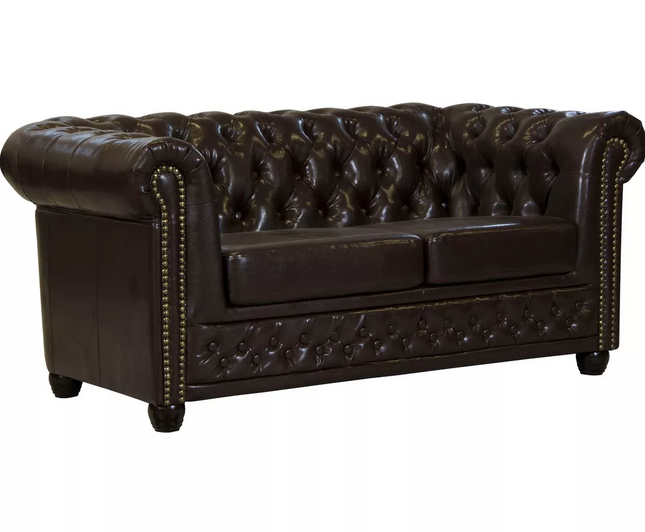 UNICORN Two-seater sofa Chesterfield style leather brown black dark brown Anthracite Width 148 cm Depth 86 cm Height 72 cm Seat height 45 cm