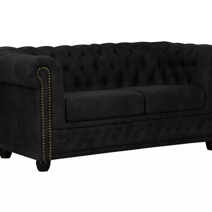 UNICORN Two-seater sofa Chesterfield style leather brown black dark brown Anthracite Width 148 cm Depth 86 cm Height 72 cm Seat height 45 cm