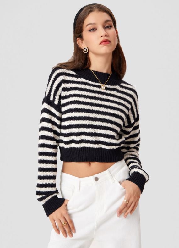 UNICORN Women's sweater top striped black and white xs s m l xl