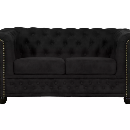 UNICORN Two-seater sofa Chesterfield style leather brown black dark brown Anthracite Width 148 cm Depth 86 cm Height 72 cm Seat height 45 cm