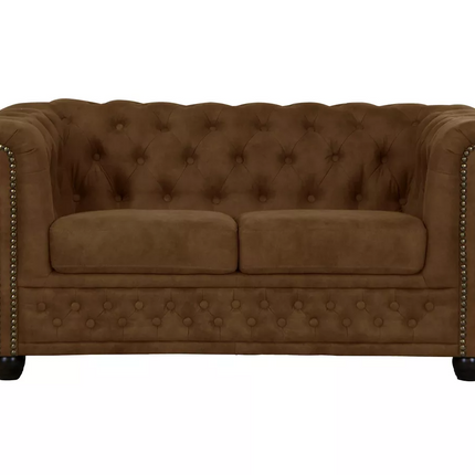 UNICORN Two-seater sofa Chesterfield style leather brown black dark brown Anthracite Width 148 cm Depth 86 cm Height 72 cm Seat height 45 cm