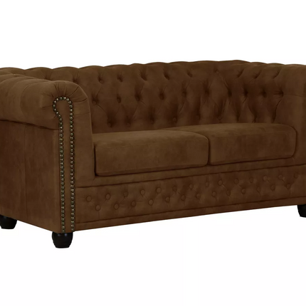 UNICORN Two-seater sofa Chesterfield style leather brown black dark brown Anthracite Width 148 cm Depth 86 cm Height 72 cm Seat height 45 cm