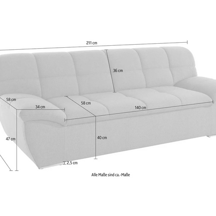 UNICORN Two-seater sofa dark brown pink light blue brown dark gray berry red brown gray silver Width 211 cm Depth 96 cm Height 76 cm Seat height 40 cm