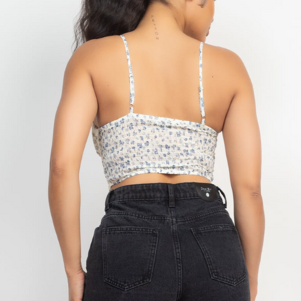 UNICORN Women's cropped top with butterflies white yellow blue s m l