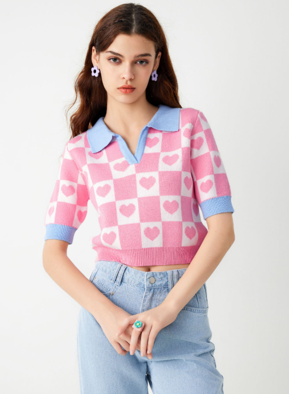UNICORN Women's sweater with hearts print in pink xs, s, m, l, xl